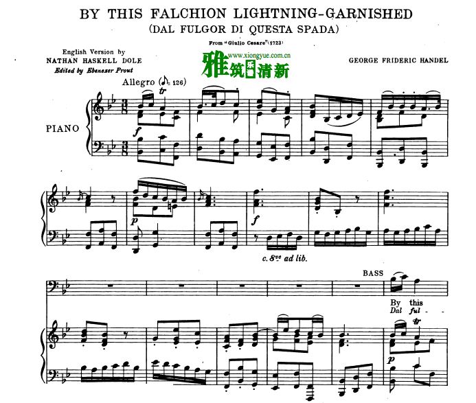 Dal fulgor di questa spada 在这森森的刀光下声乐钢琴伴奏谱