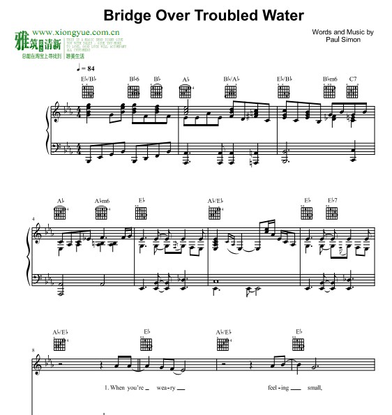Bridge Over Troubled Water钢琴伴奏谱