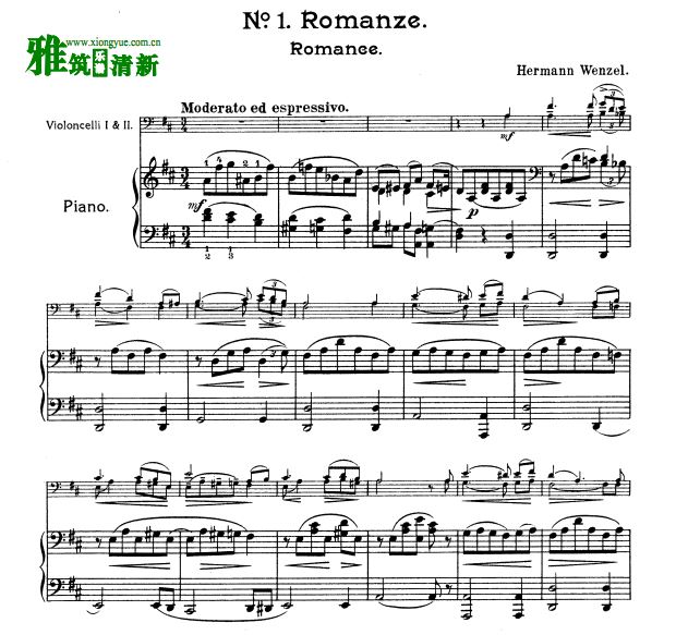 Herman Wenzel 大提琴二重奏钢琴伴奏谱 附大提琴分谱 