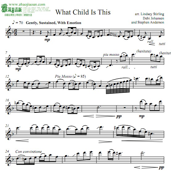 林赛·斯特林小提琴谱 What Child Is This小提琴谱
