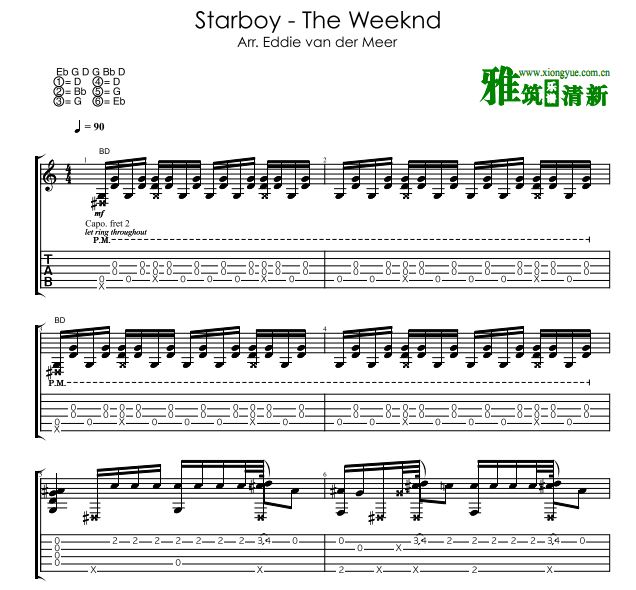 Eddie van der meer Starboy指弹吉他谱