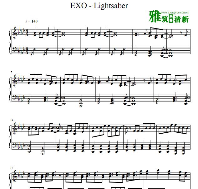 EXO - Lightsaber钢琴谱