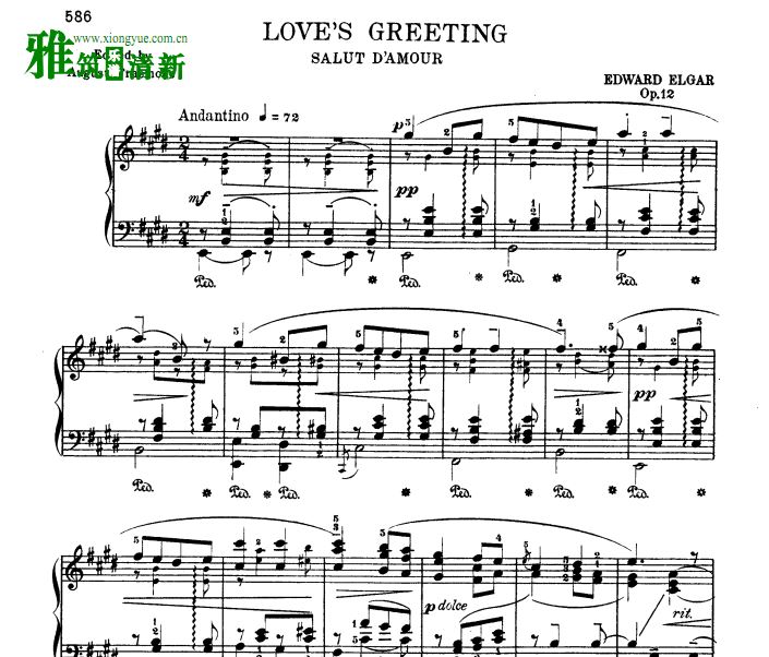 ELGAR-Salut d'amour op12 埃加尔 爱的礼赞原版钢琴谱