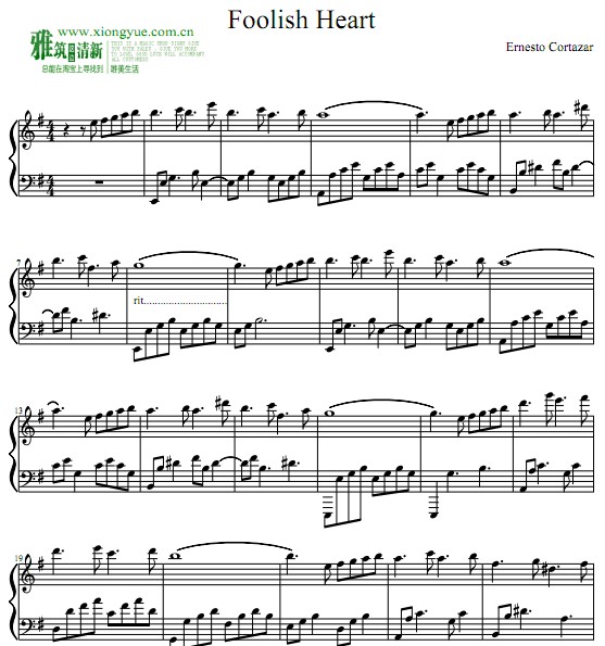 Ernesto Cortazar - Foolish Heart钢琴谱