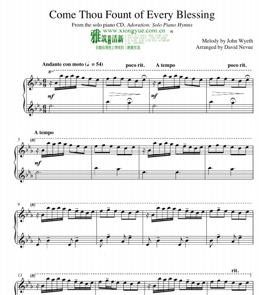 David Nevue - Come Thou Fount of Every Blessing钢琴谱