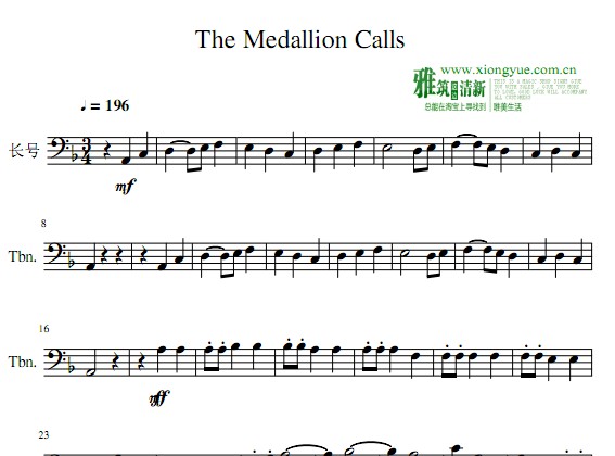 The Medallion Calls 长号谱