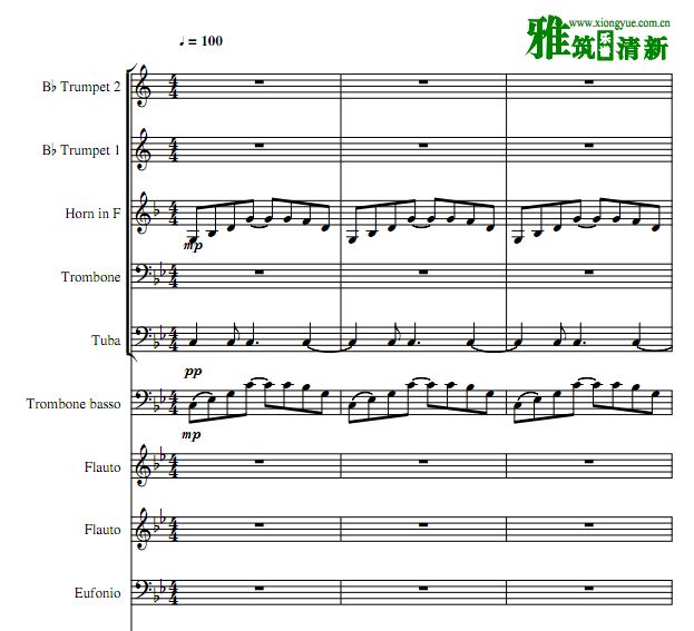 爱乐之城主题曲 City of Stars铜管乐合奏谱