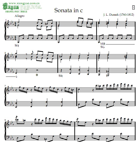 dessek sonata for harp in c minor 竖琴谱