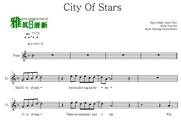 City Of Stars 爱乐之城主题曲长笛谱
