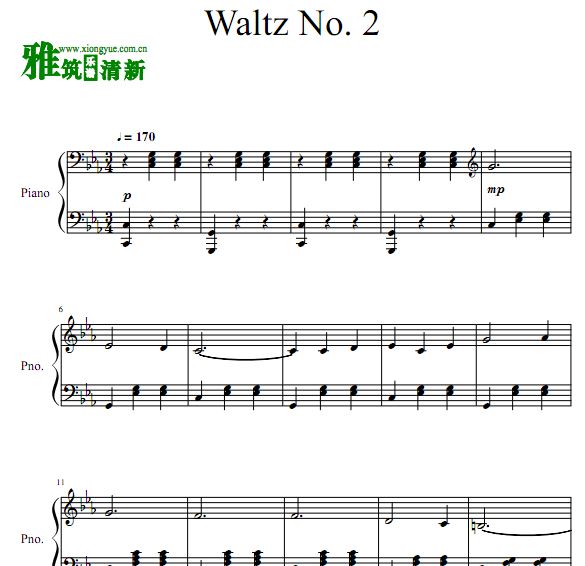 肖斯塔科维奇第二圆舞Shostakovich Waltz No. 2曲钢琴谱