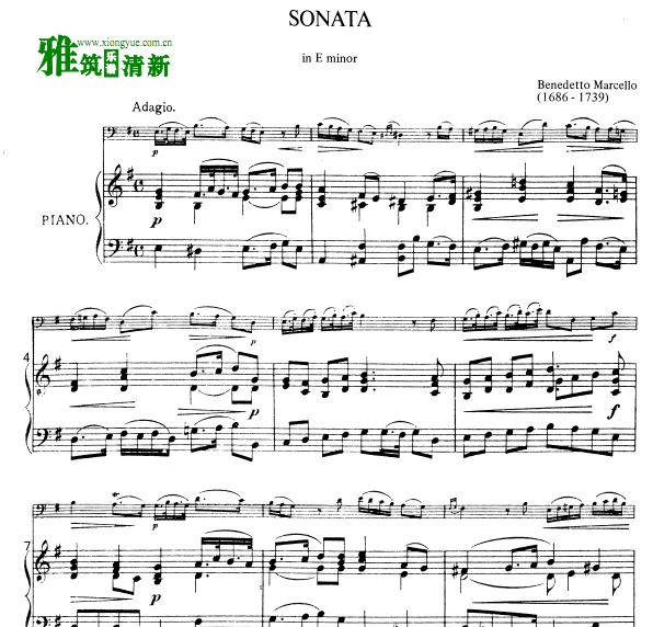 马尔切洛 中提琴e小调奏鸣曲钢琴伴奏谱 中提琴谱