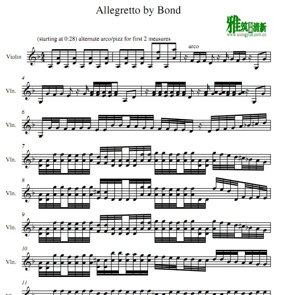 古典辣妹 allegretto小提琴谱