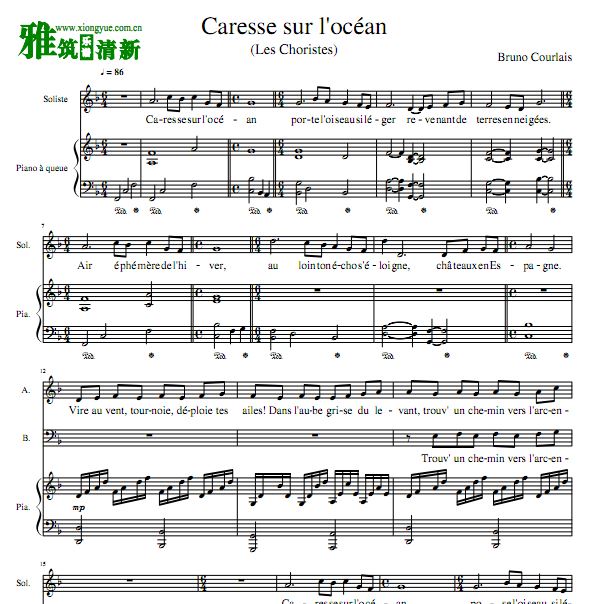 放牛班的春天 Les ChoristesSAB合唱谱钢琴伴奏谱