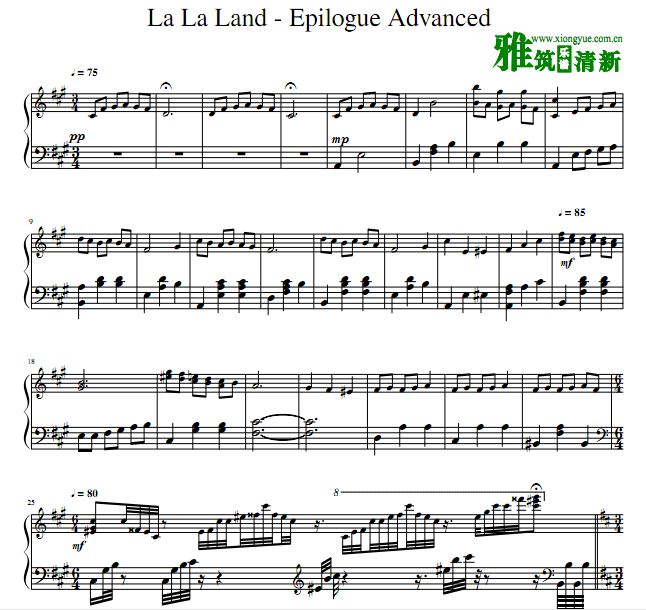La La Land Epilogue钢琴谱难度升级改编版