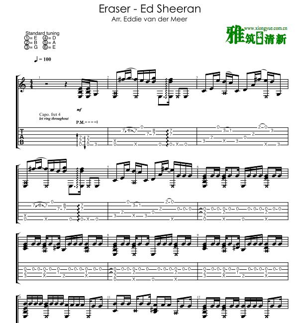 Eddie van der Meer - Eraser指弹吉他谱