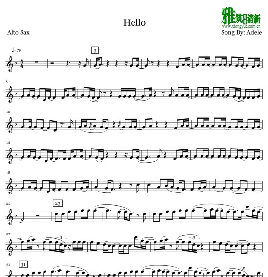 Adele - Hello萨克斯谱