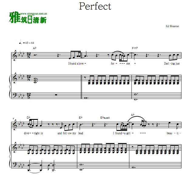 Ed Sheeran - Perfect钢琴弹唱谱