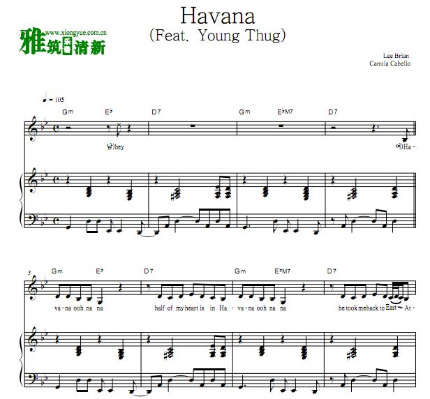 Camila Cabello - Havana (Feat. Young Thug) 钢琴谱