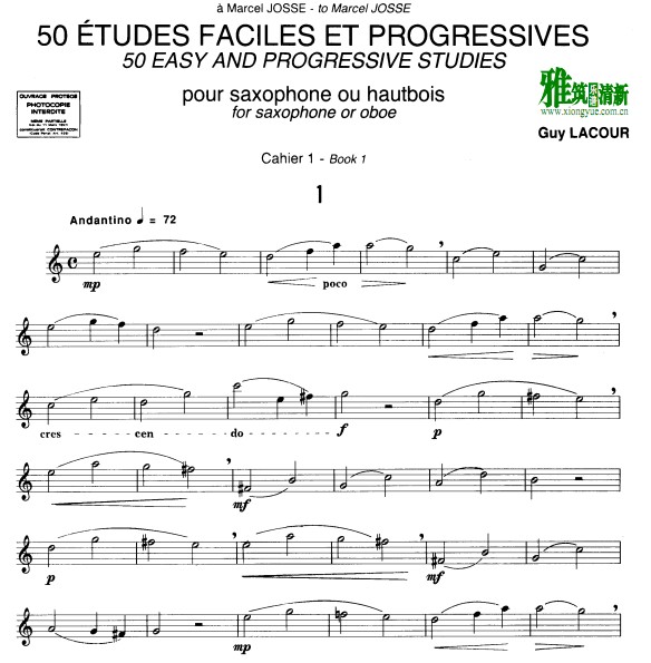 拉库尔 Guy Lacour 50首萨克斯练习曲谱