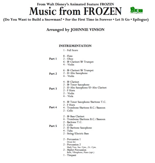 冰雪奇缘组曲 交响管弦乐 总谱+分谱