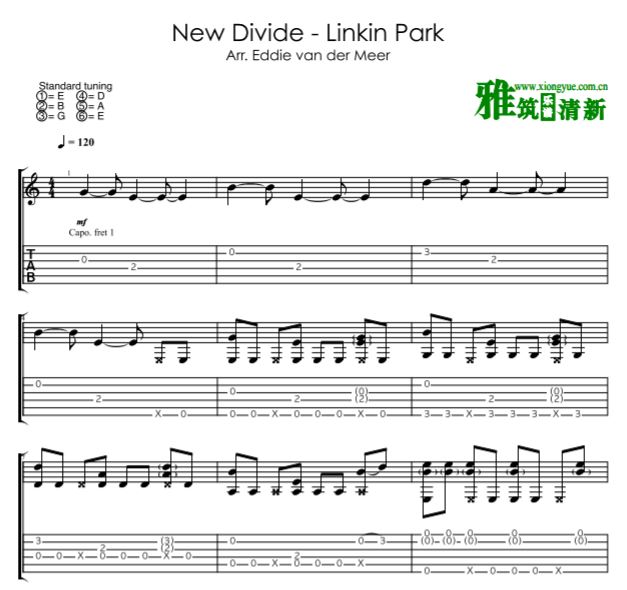 Eddie版 New Divide指弹吉他谱