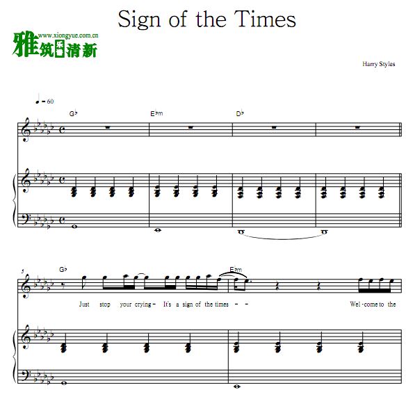 Harry Styles - Sign of the Times 钢琴弹唱谱