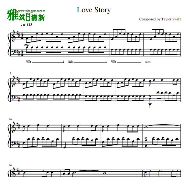 Taylor Swift - Love Story钢琴谱
