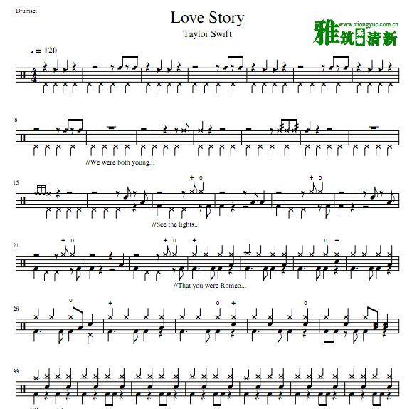 Taylor Swift - Love Story爵士鼓谱