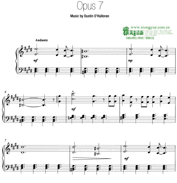 Dustin O'Halloran - Opus 7钢琴谱