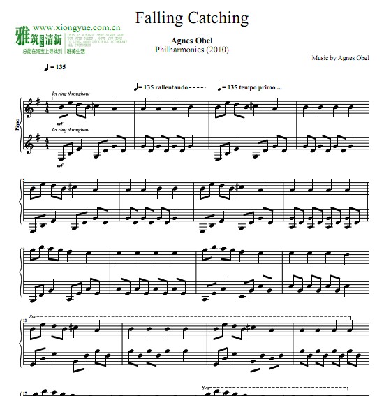 Agnes Obel - Falling Catching钢琴谱