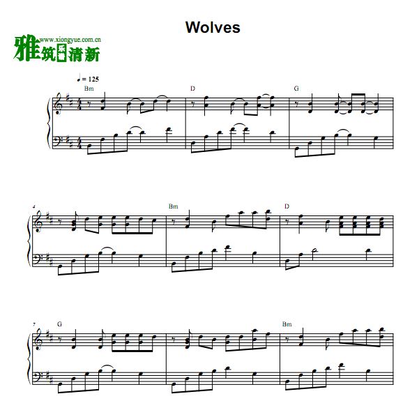 Marshmello Selena Gomez - Wolves钢琴谱