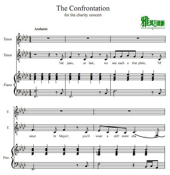 悲惨世界 The confrontation 对决钢琴伴奏谱