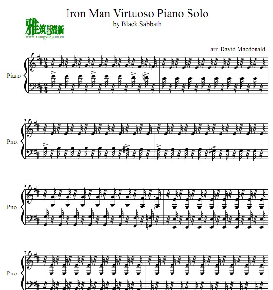 Iron Man Virtuoso Piano Solo 钢琴谱