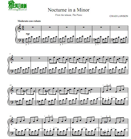 Chad Lawson - Nocturne in A Minor钢琴谱