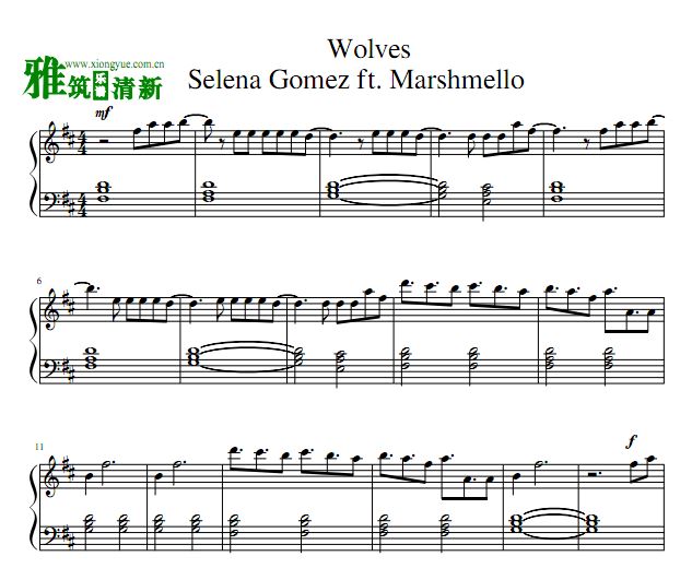 selena gomez - wolves钢琴谱( ft.marshmello)