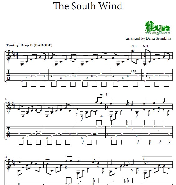 daria semikina - The South Wind指弹吉他谱