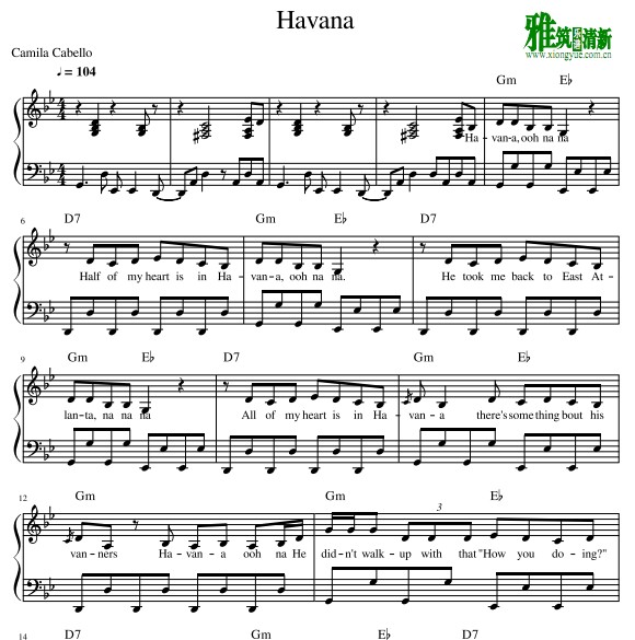 Camila Cabello   Havana 钢琴谱
