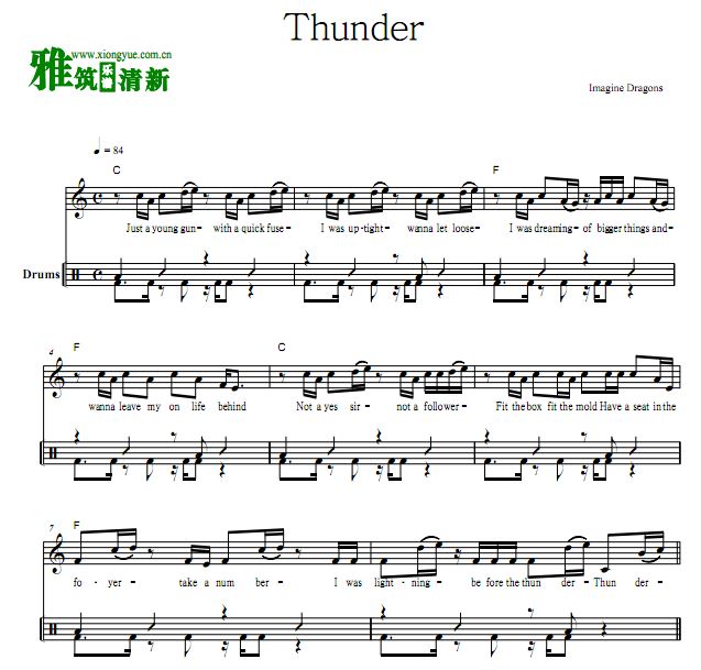 Imagine Dragons 梦龙乐队 Thunder 爵士鼓谱