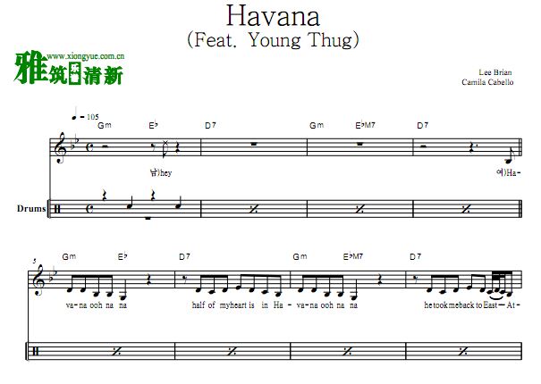 Camila Cabello - Havana鼓谱  (Feat. Young Thug）