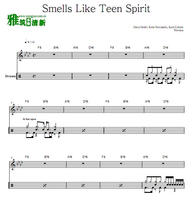 Nirvana - Smells Like Teen Spirit 鼓谱