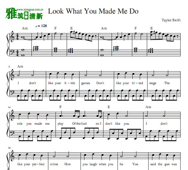 Taylor Swift - Look What You Made Me Do钢琴独奏谱