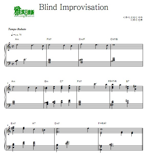 李闰珉 - Blind Improvisation钢琴谱