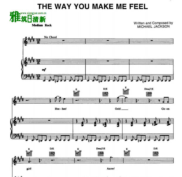 Michael Jackson - The Way You Make Me Feel钢琴谱