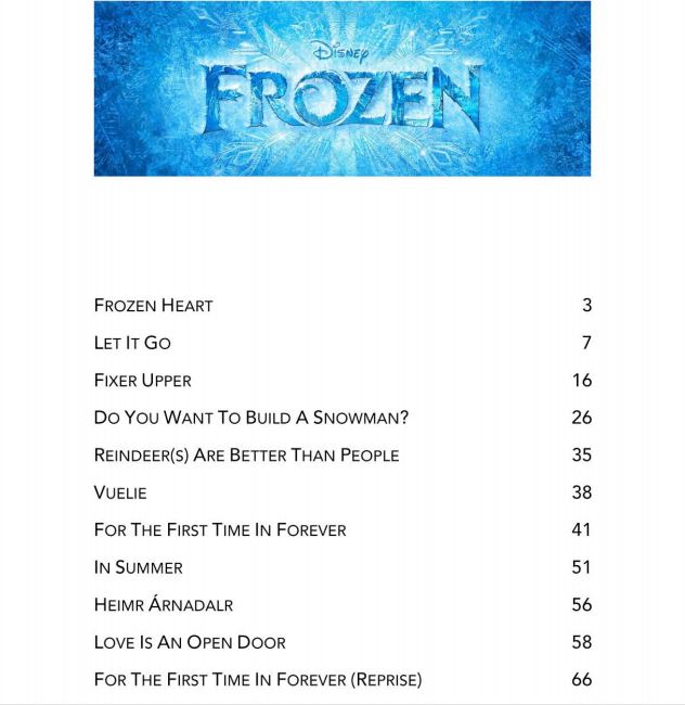 冰雪奇缘 Frozen 声乐钢琴伴奏谱 共11首