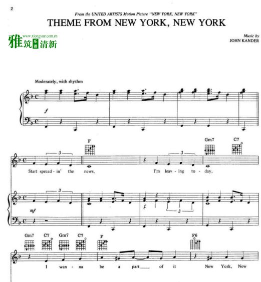 纽约，纽约主题曲 New York New York钢琴谱