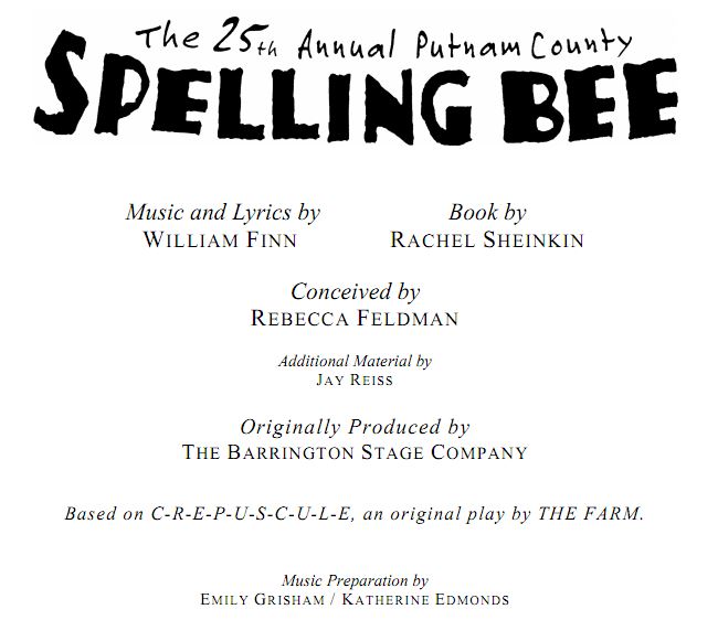 25th Annual Putnam County Spelling Bee声乐钢伴谱