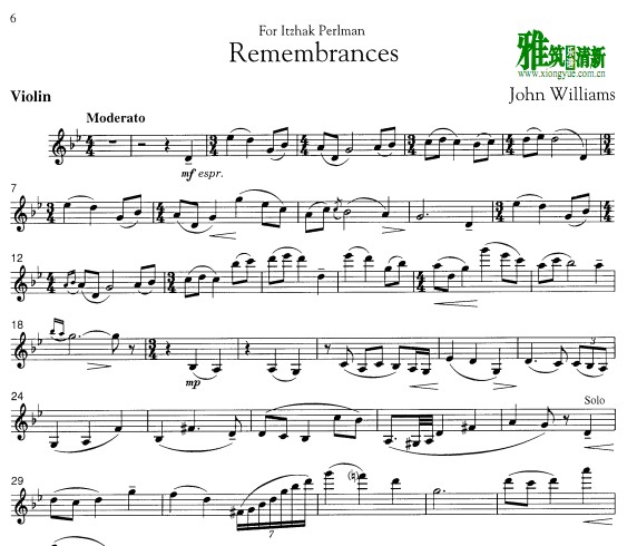 辛德勒名单 remembrances小提琴谱