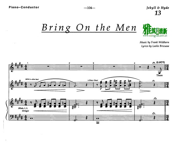 变身怪医 Bring on the Men钢琴伴奏谱 正谱