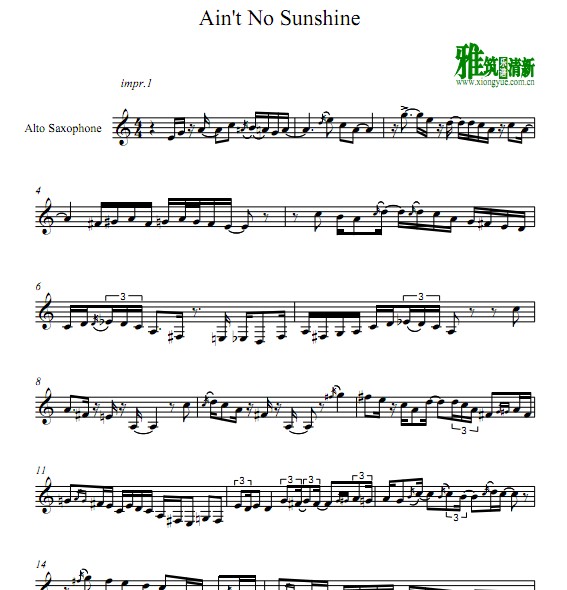 Ain't No Sunshine 萨克斯谱