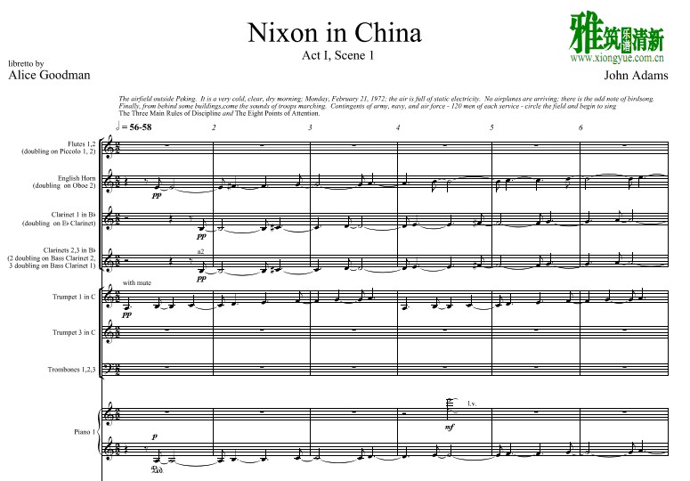 约翰亚当斯 歌剧 尼克松在中国 管弦乐总谱 798页